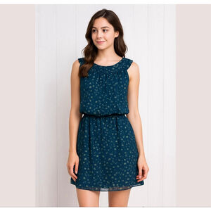 MAX STUDIO Women Mini Blue Green Casual Dress Sz L